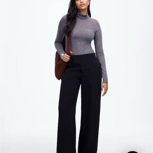 Madewell Black Wide-Leg crepe pull-on Women's Pants (size large) NWT